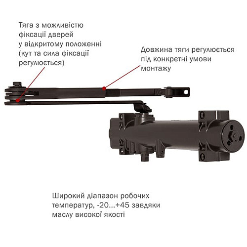 Дотягувач RYOBI DS-4550 BC/DA STD HO з фіксацією до 200кг Коричневий - Фото №5