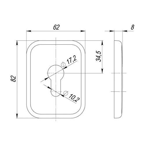 Накладка на сердцевину AZZI FAUSTO MY/LINE внутренняя прямоугольная 82х62 хром - Фото №2