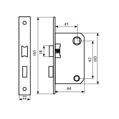 Механизм замка BRUNO WC 1251 (BS45*62мм) BRN матовый никель - Фото №2