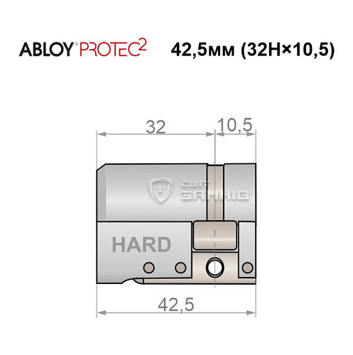 Цилиндр половинка ABLOY Protec2 42,5 (32H*10,5) (закаленный) хром матовый 3 ключа - Фото №5