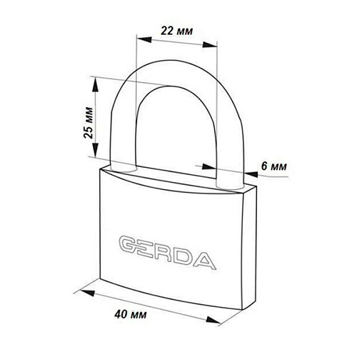 Навесной замок GERDA KMZ4010A S 40 (3 ключа) - Фото №2