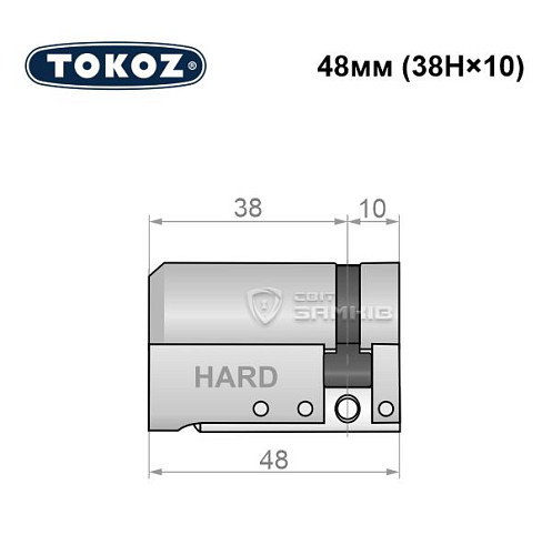 Цилиндр половинка TOKOZ Pro400 48 (38*10H) (H - закаленная сторона) никель матовый - Фото №5