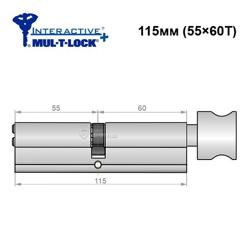 Циліндр MUL-T-LOCK MTL600/Interactive+ 115T (55*60T) нікель сатин - Фото №6