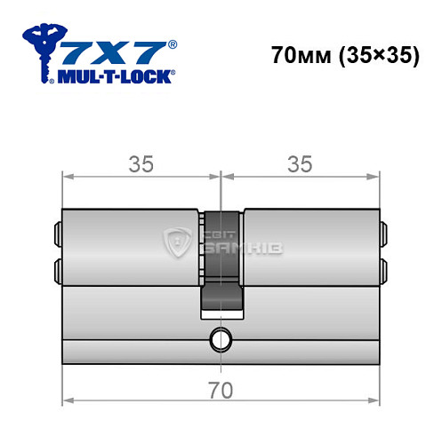 Цилиндр MUL-T-LOCK 7x7 70 (35*35) никель сатин - Фото №4