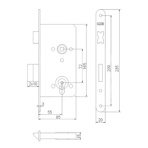 Механизм замка LOB Z-755B (BS55*72мм) цинк - Фото №2