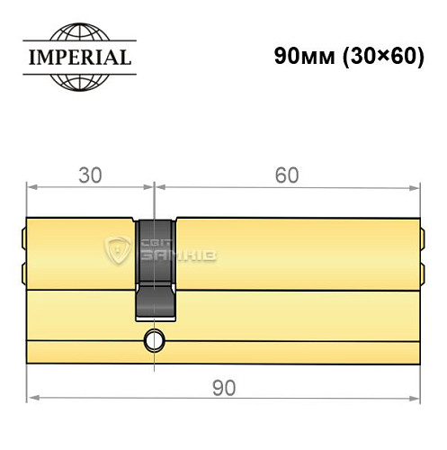 Цилиндр IMPERIAL 90 (30*60) полированная латунь - Фото №4