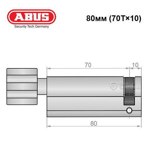 Циліндр половинка ABUS X12R 80T (70T*10) нікель сатин - Фото №2