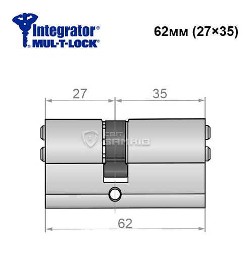 Цилиндр MUL-T-LOCK Integrator 62 (27*35) никель сатин - Фото №5