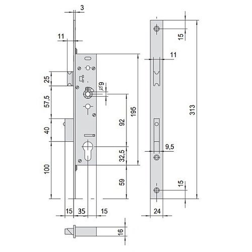 Механизм замка врезной антипаники CISA Sicur Panic 43660.35 (BS35*92мм) для двухстворчатых дверей - Фото №6