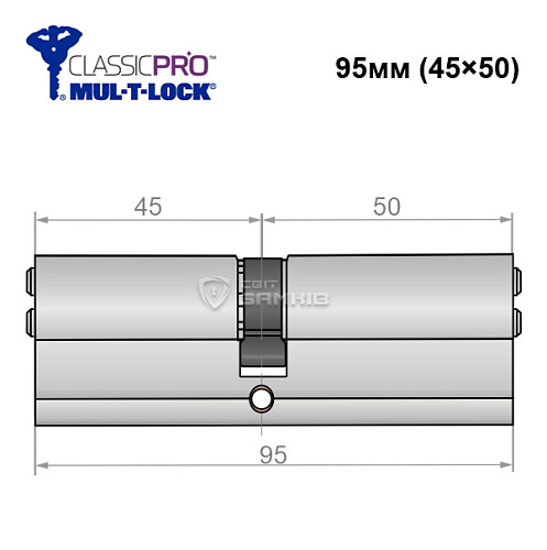Цилиндр MUL-T-LOCK MTL400/ClassicPRO 95 (45*50) никель сатин - Фото №5