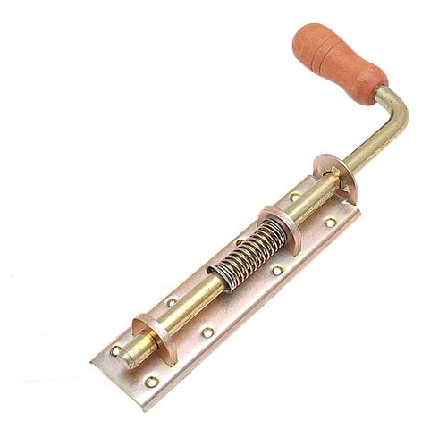 Засув для дверей RYMET 250 цинкований з пружинною та дерев’яною ручкою - Фото №1