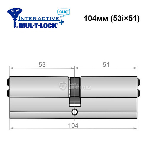 Циліндр MUL-T-LOCK MTL600/Interactive+ CLIQ 104 (53i*51) нікель сатин - Фото №6