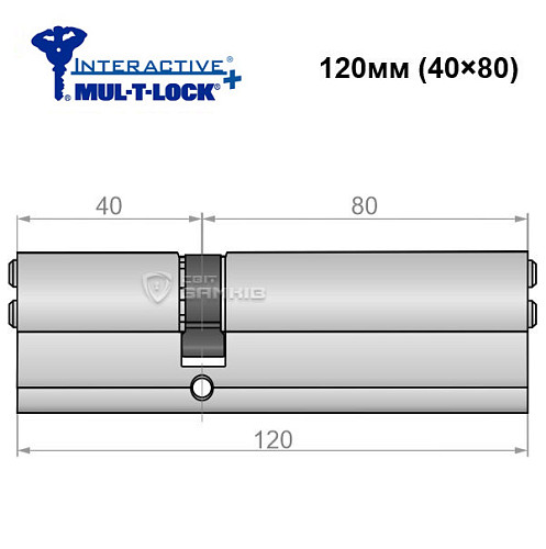 Цилиндр MUL-T-LOCK MTL600/Interactive + MOD 120 (40*80) (модульный) никель сатин - Фото №5