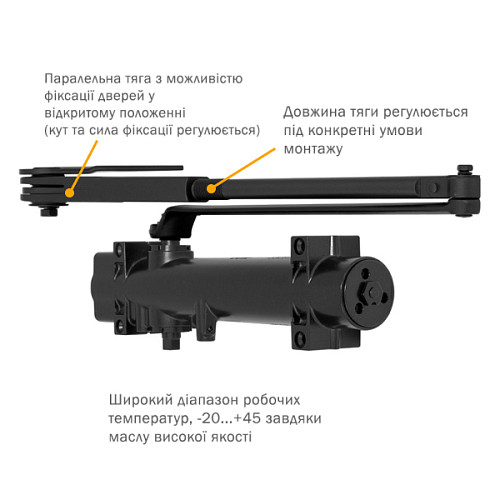 Дотягувач RYOBI DS-4550P BC/DA PRL HO з фіксацією до 200кг Чорний - Фото №4