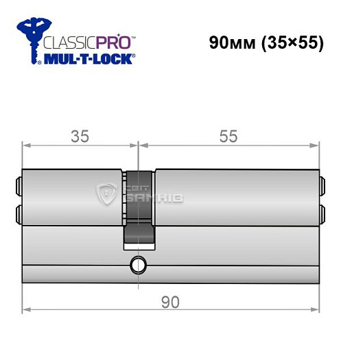 Циліндр MUL-T-LOCK MTL400/Classic Pro MOD 90 (35*55) (модульний) нікель сатин - Фото №5