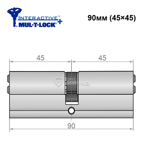 Циліндр MUL-T-LOCK MTL600/Interactive+ 90 (45*45) нікель сатин - Фото №5