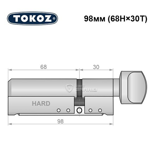 Циліндр TOKOZ Pro400 98T (68H*30T) (H - гартована сторона) нікель матовий - Фото №5
