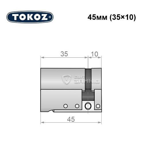 Циліндр половинка TOKOZ Pro300 45 (35*10) нікель матовий - Фото №5