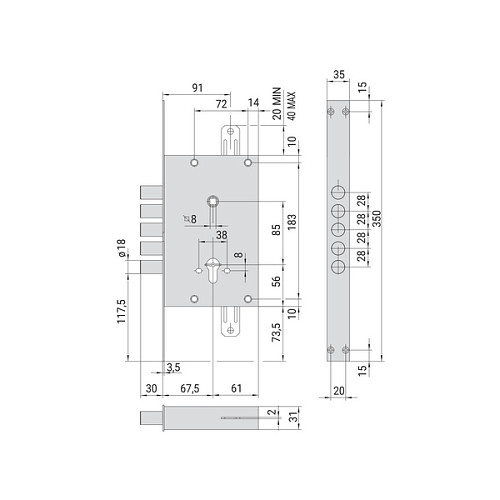 Механизм замка CISA 56525 Revolution Pro редукторный с блокировкой (BS67,5мм) хром матовый - Фото №8