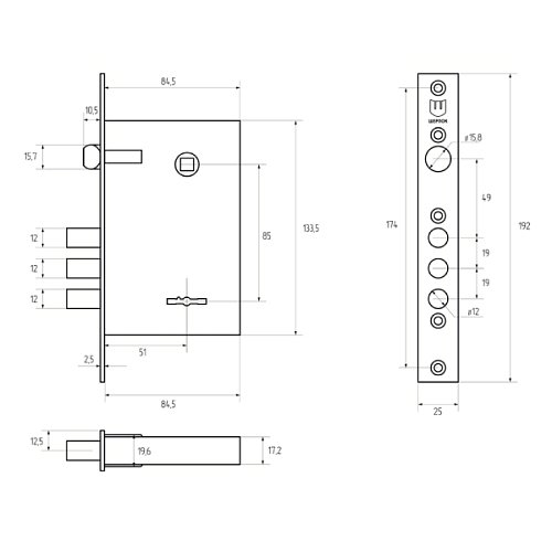 Механизм замка SHERLOCK 04.27-S (BS53,5*85мм) 5 ключей - Фото №5
