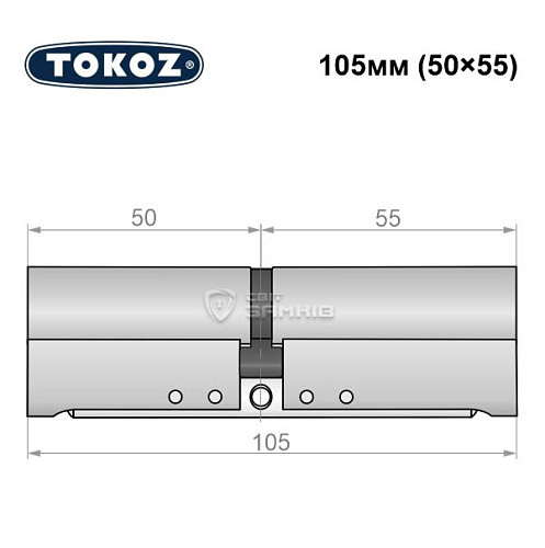 Циліндр TOKOZ Pro300 105 (50*55) нікель матовий - Фото №6