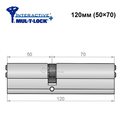 Цилиндр MUL-T-LOCK Interactive + 120 (50*70) никель сатин - Фото №5