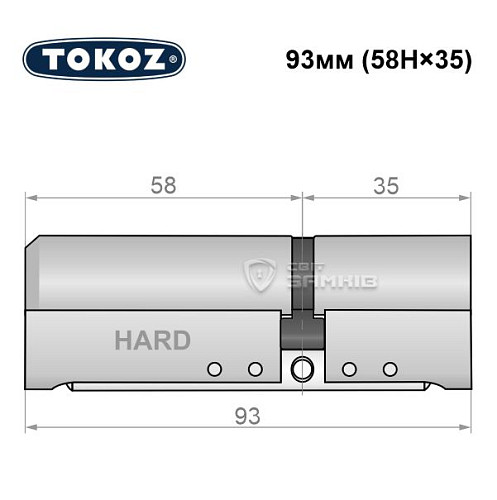 Циліндр TOKOZ Pro400 93 (58H*35) (H - гартована сторона) нікель матовий - Фото №5
