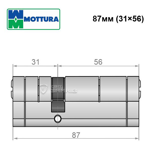 Циліндр MOTTURA Champions Pro 87 (31*56) матовий хром - Фото №7