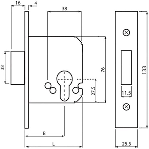 Механізм замка MUL-T-LOCK 731 (BS58мм) матова латунь - Фото №6