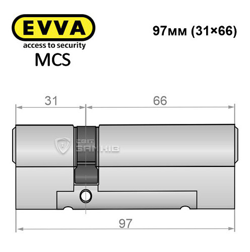Цилиндр EVVA MCS 97 (31*66) никель сатин - Фото №7