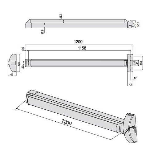 Антипаніка накладна CISA eFAST 59851.10 1-точкова електромоторна червоний/чорний - Фото №16