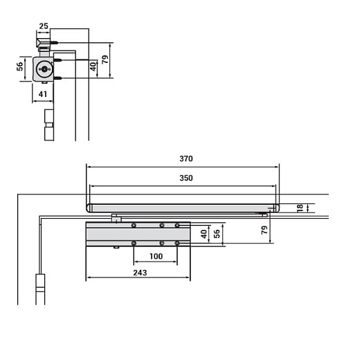 Доводчик CISA D5210.03.0.44 BC SLD HO с фиксацией до 80 кг черный - Фото №8