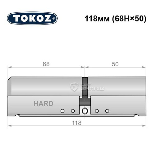 Циліндр TOKOZ Pro400 118 (68H*50) (H - гартована сторона) нікель матовий - Фото №5