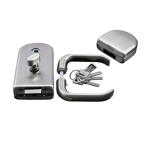 Комплект замка GLASS-M-TECH G-DL18 накладной для стеклянных дверей (стекло-стекло) сатин - Фото №2