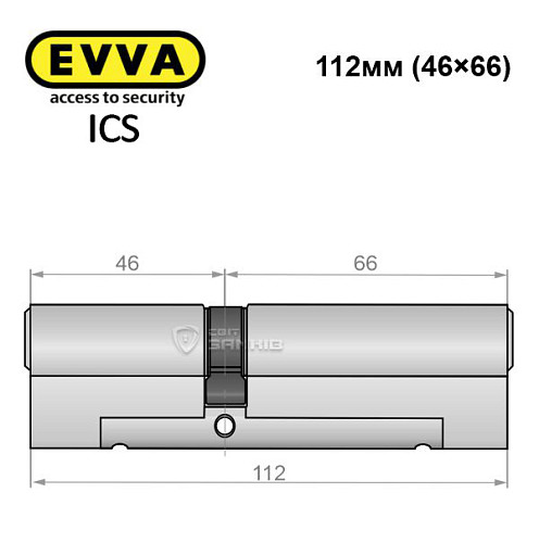 Цилиндр EVVA ICS 112 (46*66) никель сатин - Фото №6