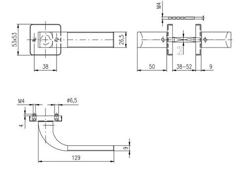 Ручки на розетте ROSTEX Fondi H53 нержавеющая сталь матовая - Фото №6