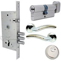 Комплект замка на вхідні двері CLASS 252RL (BS60*85мм) з циліндром ABARO, протектором і ручками хром