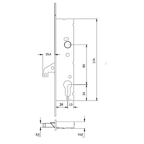 Механізм замка TESA 4241BE (BS20мм, 22мм) нержавіюча сталь - Фото №9