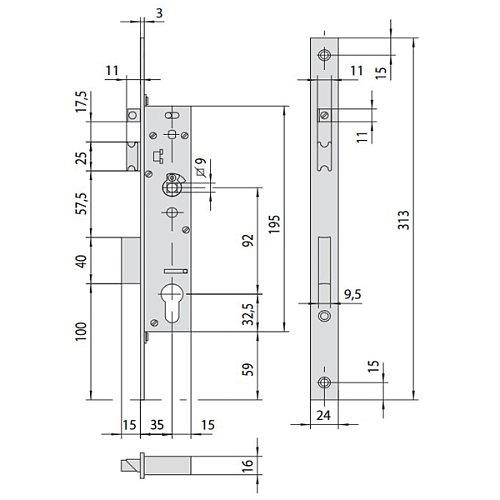 Механізм замка врізної антипаніки CISA Sicur Panic 43630.35 (BS35*92мм) для одностулкових дверей - Фото №7