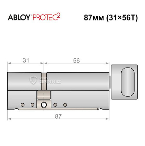 Цилиндр ABLOY Protec2 87T (31*56T) хром полированный - Фото №5