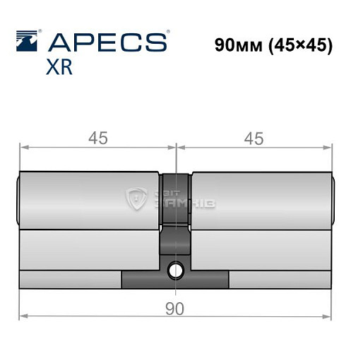 Цилиндр APECS XR 90 (45*45) никель сатин - Фото №4