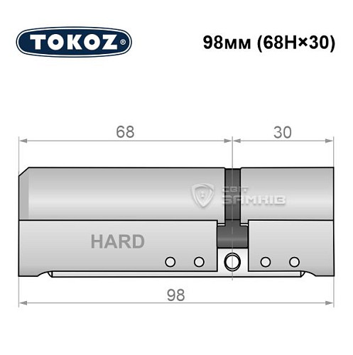 Циліндр TOKOZ Pro400 98 (68H*30) (H - гартована сторона) нікель матовий - Фото №5