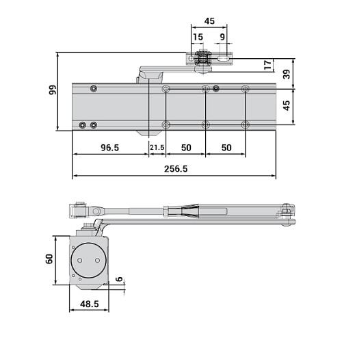 Дотягувач CISA C1611.05.0.45 Professional Plus2 BC STD HO з фіксацією до 120 кг білий - Фото №8