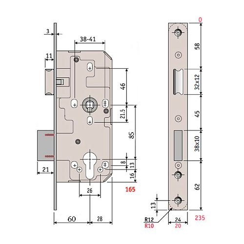 Механізм замка SANTOS 785 (BS60*85мм) матова латунь - Фото №7