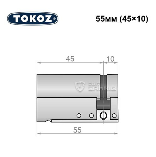 Циліндр половинка TOKOZ Pro300 55 (45*10) нікель матовий - Фото №5