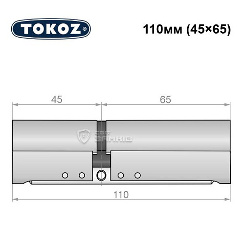 Цилиндр TOKOZ Pro300 110 (45*65) никель матовый - Фото №5