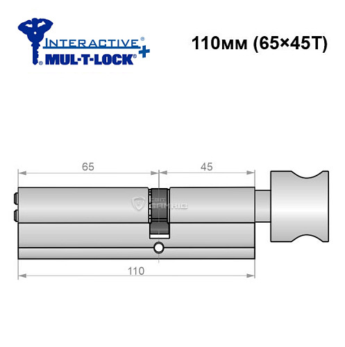 Циліндр MUL-T-LOCK MTL600/Interactive+ 110T (65*45T) нікель сатин - Фото №6