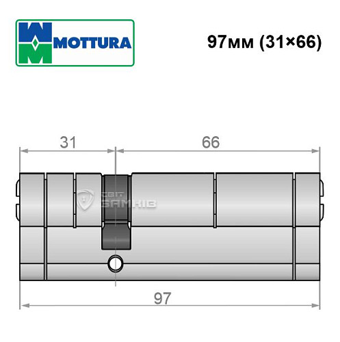 Циліндр MOTTURA Champions Pro 97 (31*66) матовий хром - Фото №7