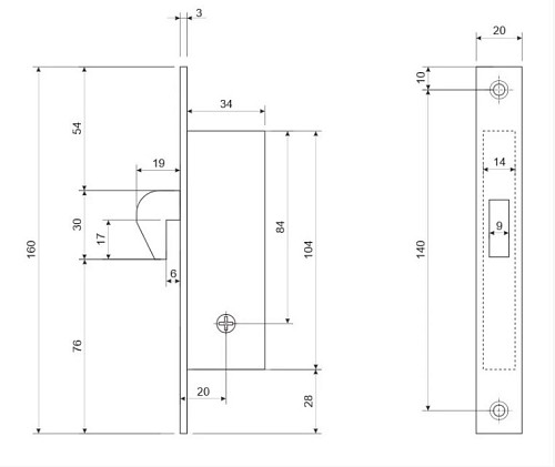Механізм замка для розсувної системи APECS 72-K (BS20мм) гак CR хром - Фото №2