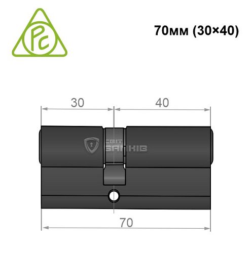 Циліндр CORTELLEZZI PRIMO 116 70 (30*40) чорний - Фото №5